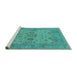 Sideview of Machine Washable Oriental Turquoise Industrial Area Rugs, wshurb1626turq