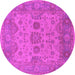 Round Machine Washable Oriental Pink Industrial Rug, wshurb1626pnk