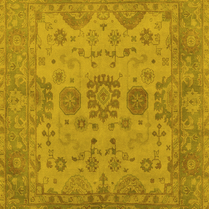 Machine Washable Oriental Yellow Industrial Rug, wshurb1626yw