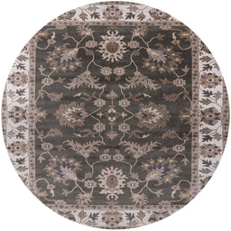Round Mid-Century Modern Coffee Brown Oriental Rug, urb1627