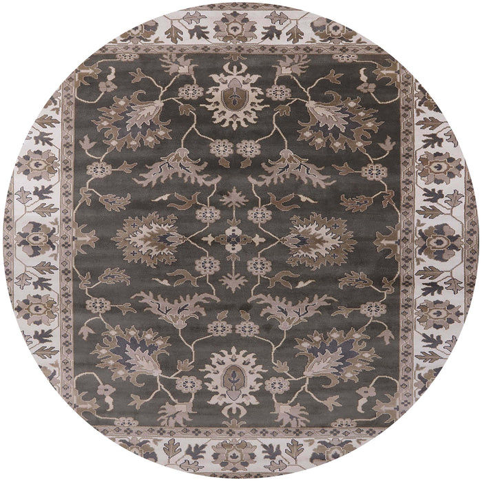 Round Mid-Century Modern Coffee Brown Oriental Rug, urb1627