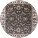 Round Mid-Century Modern Coffee Brown Oriental Rug, urb1627