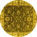 Round Machine Washable Oriental Yellow Industrial Rug, wshurb1627yw