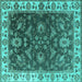 Square Oriental Turquoise Industrial Rug, urb1627turq