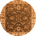 Round Machine Washable Oriental Orange Industrial Area Rugs, wshurb1627org