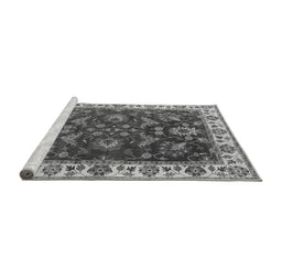 Sideview of Machine Washable Oriental Gray Industrial Rug, wshurb1627gry