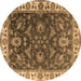 Round Oriental Brown Industrial Rug, urb1627brn