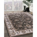 Mid-Century Modern Coffee Brown Oriental Rug in Family Room, urb1627