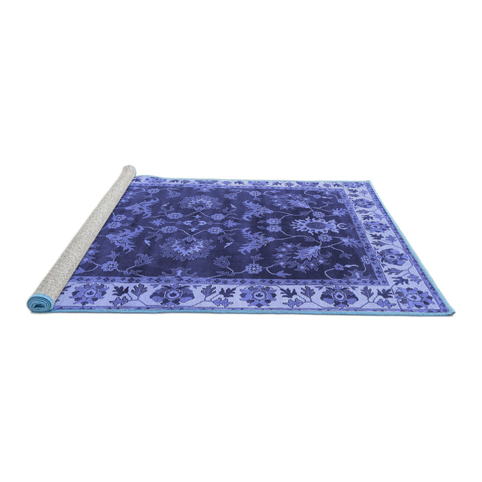 Sideview of Machine Washable Oriental Blue Industrial Rug, wshurb1627blu