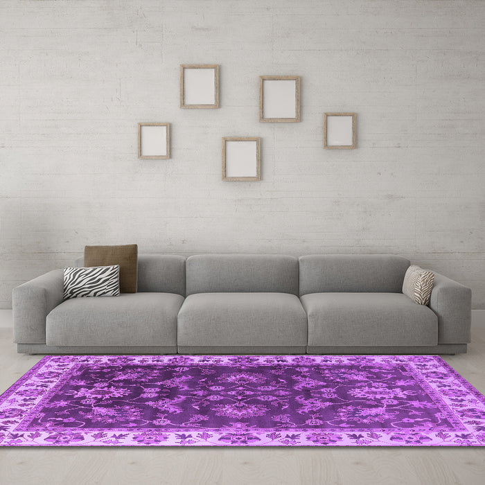 Machine Washable Oriental Purple Industrial Area Rugs in a Living Room, wshurb1627pur
