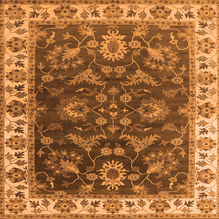 Square Machine Washable Oriental Orange Industrial Area Rugs, wshurb1627org