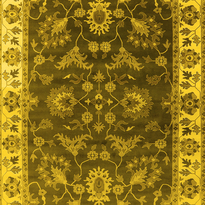 Machine Washable Oriental Yellow Industrial Rug, wshurb1627yw