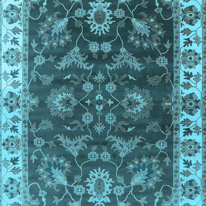 Machine Washable Oriental Light Blue Industrial Rug, wshurb1627lblu