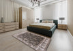 Mid-Century Modern Coffee Brown Oriental Rug in a Bedroom, urb1627