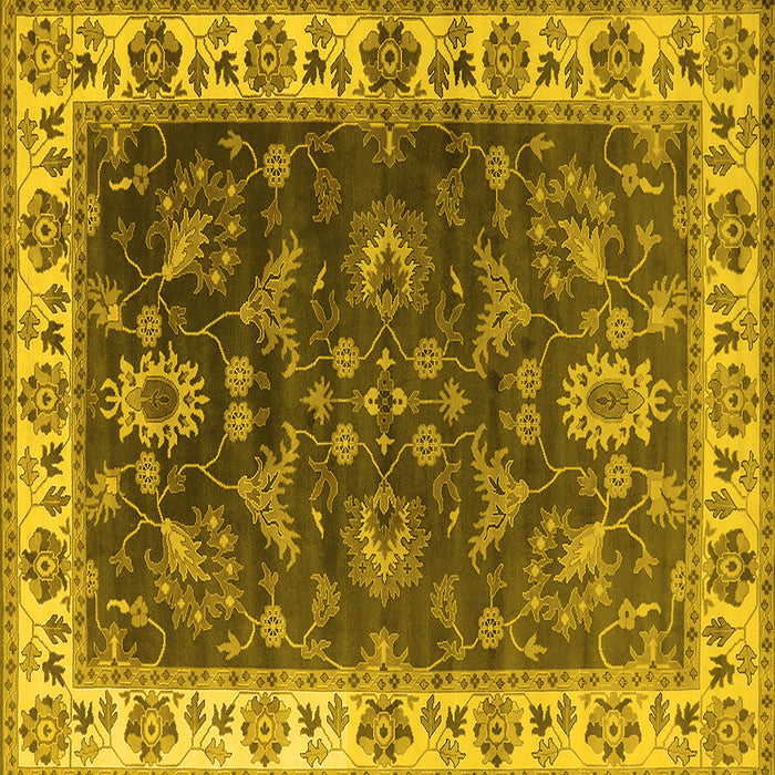 Square Machine Washable Oriental Yellow Industrial Rug, wshurb1627yw
