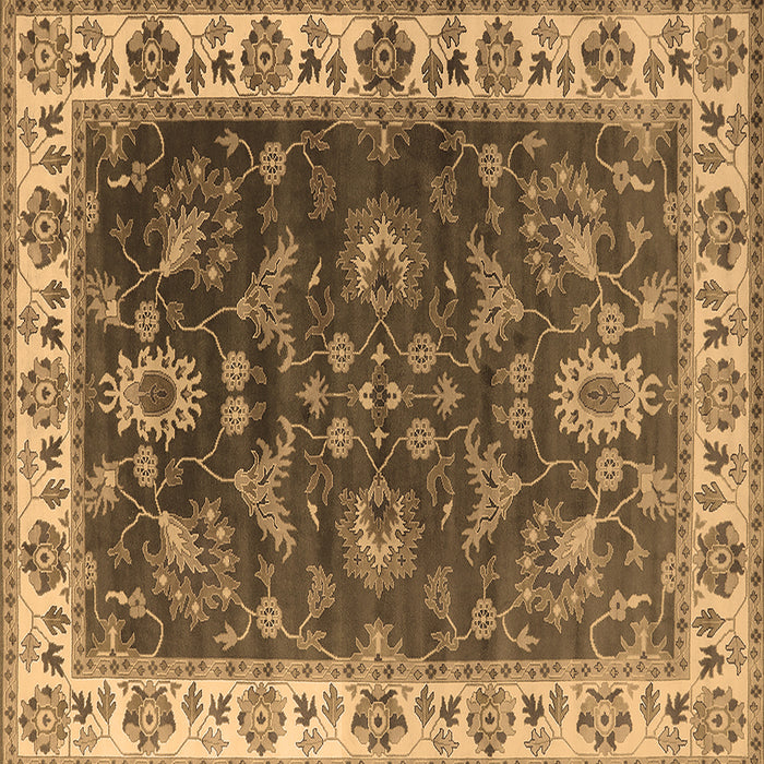 Square Machine Washable Oriental Brown Industrial Rug, wshurb1627brn