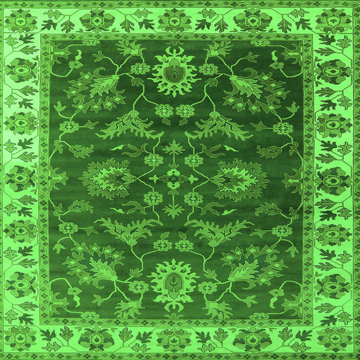 Square Machine Washable Oriental Green Industrial Area Rugs, wshurb1627grn