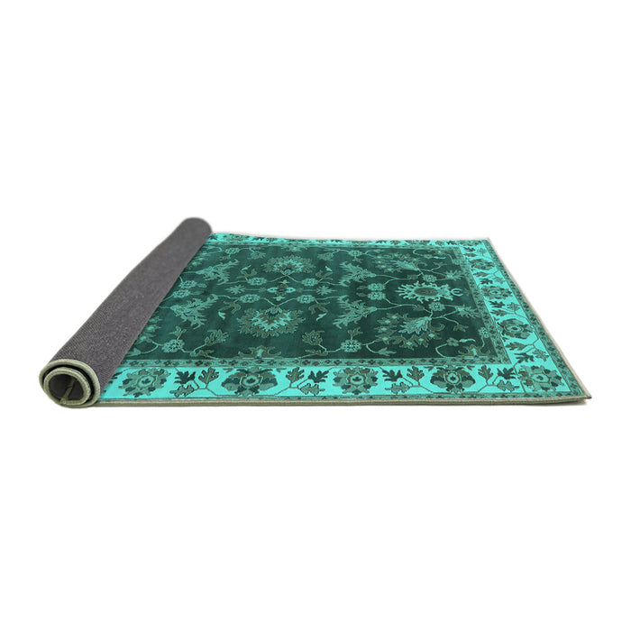 Sideview of Oriental Turquoise Industrial Rug, urb1627turq
