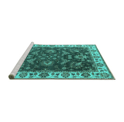 Sideview of Machine Washable Oriental Turquoise Industrial Area Rugs, wshurb1627turq