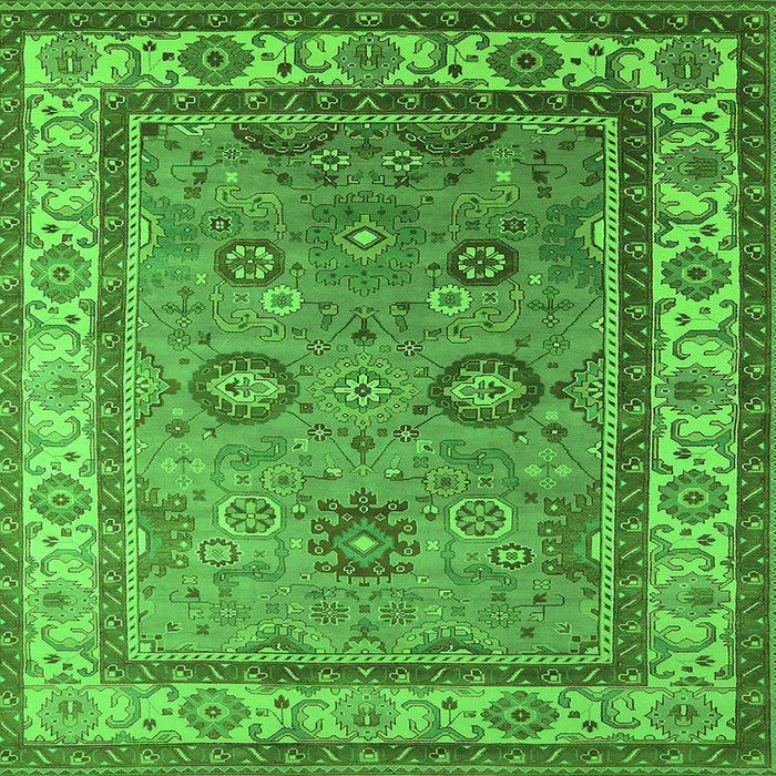Square Machine Washable Oriental Green Industrial Area Rugs, wshurb1628grn