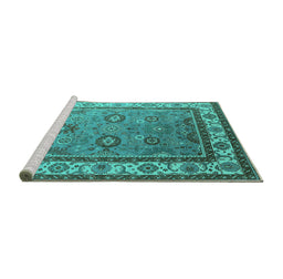 Sideview of Machine Washable Oriental Turquoise Industrial Area Rugs, wshurb1628turq