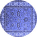 Round Oriental Blue Industrial Rug, urb1628blu