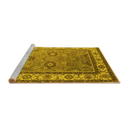 Sideview of Machine Washable Oriental Yellow Industrial Rug, wshurb1628yw
