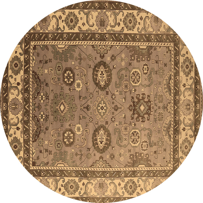 Round Oriental Brown Industrial Rug, urb1628brn