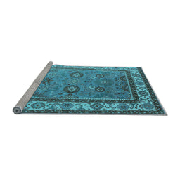 Sideview of Machine Washable Oriental Light Blue Industrial Rug, wshurb1628lblu