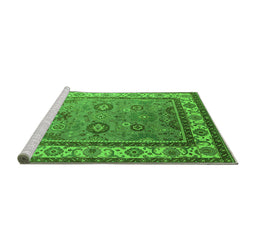 Sideview of Machine Washable Oriental Green Industrial Area Rugs, wshurb1628grn