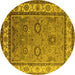 Round Oriental Yellow Industrial Rug, urb1628yw