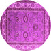 Round Machine Washable Oriental Pink Industrial Rug, wshurb1628pnk