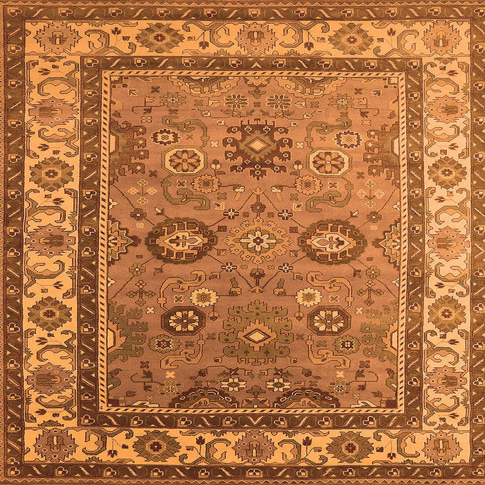 Square Machine Washable Oriental Orange Industrial Area Rugs, wshurb1628org