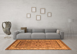 Machine Washable Oriental Orange Industrial Area Rugs in a Living Room, wshurb1628org