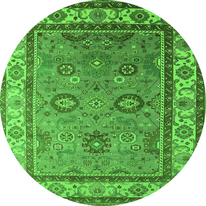 Round Oriental Green Industrial Rug, urb1628grn