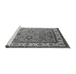 Sideview of Machine Washable Oriental Gray Industrial Rug, wshurb1628gry