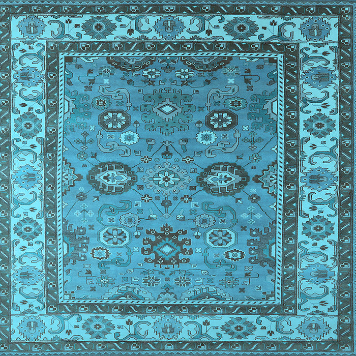 Square Machine Washable Oriental Light Blue Industrial Rug, wshurb1628lblu