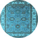 Round Oriental Light Blue Industrial Rug, urb1628lblu