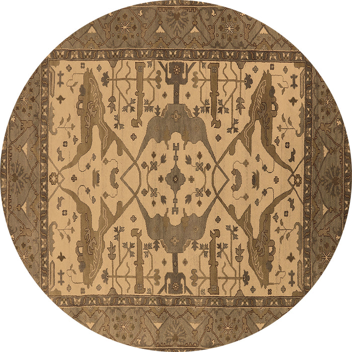 Round Oriental Brown Industrial Rug, urb1629brn
