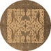 Round Oriental Brown Industrial Rug, urb1629brn