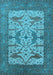 Machine Washable Oriental Light Blue Industrial Rug, wshurb1629lblu