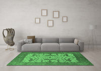 Machine Washable Oriental Emerald Green Industrial Rug, wshurb1629emgrn