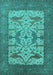 Machine Washable Oriental Turquoise Industrial Area Rugs, wshurb1629turq