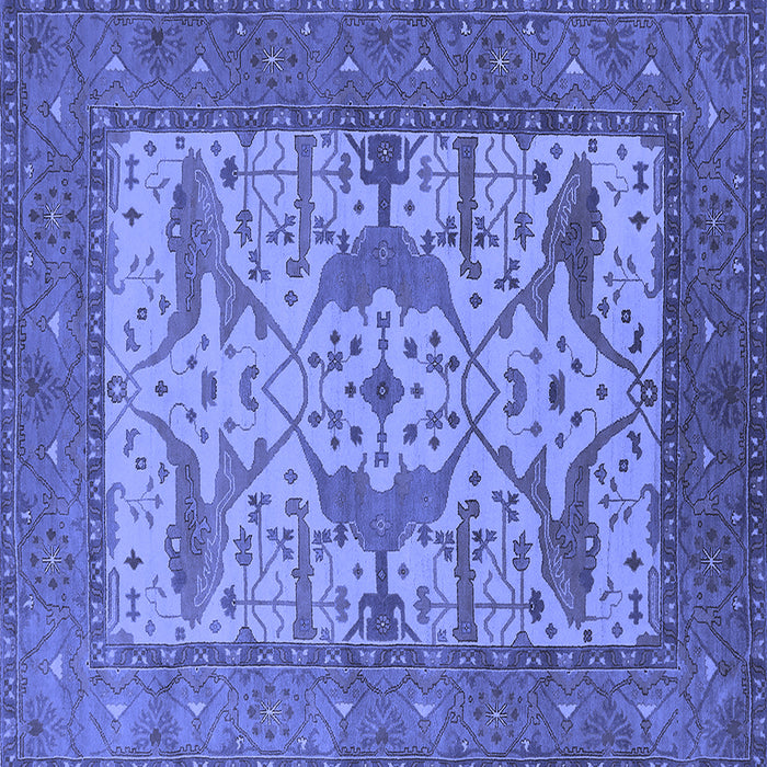 Square Machine Washable Oriental Blue Industrial Rug, wshurb1629blu
