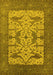 Machine Washable Oriental Yellow Industrial Rug, wshurb1629yw