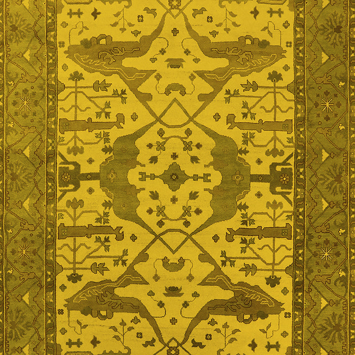 Machine Washable Oriental Yellow Industrial Rug, wshurb1629yw