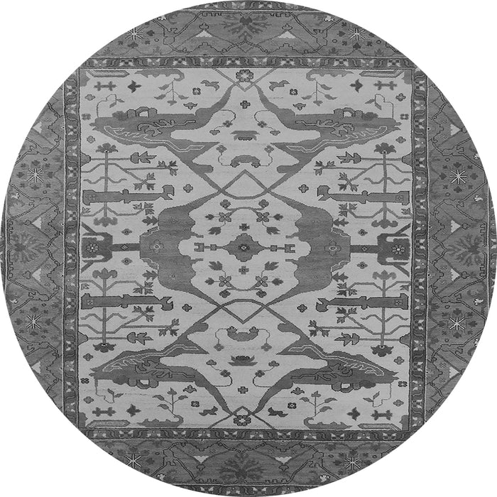 Round Machine Washable Oriental Gray Industrial Rug, wshurb1629gry
