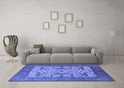 Machine Washable Oriental Blue Industrial Rug in a Living Room, wshurb1629blu
