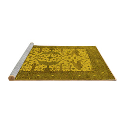 Sideview of Machine Washable Oriental Yellow Industrial Rug, wshurb1629yw