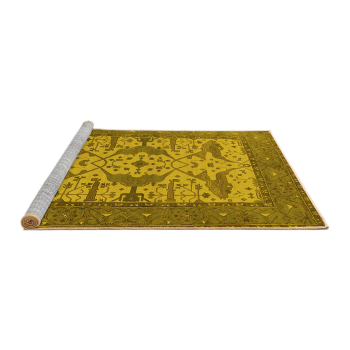 Sideview of Machine Washable Oriental Yellow Industrial Rug, wshurb1629yw